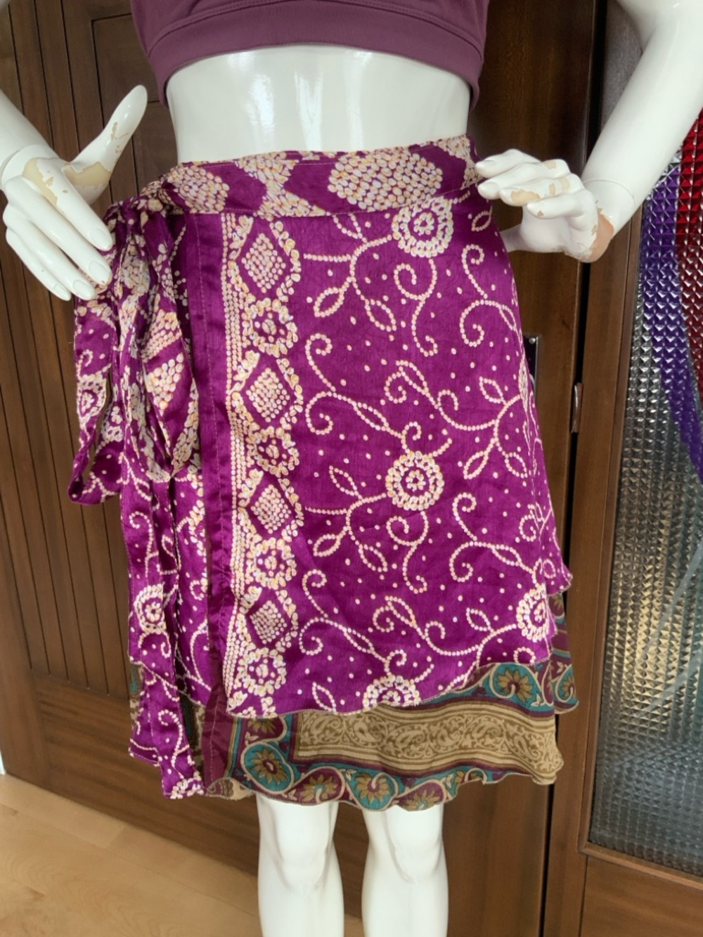 DARN GOOD YARN 100% Silk Wrap Skirt, Sz 4-12, NWT